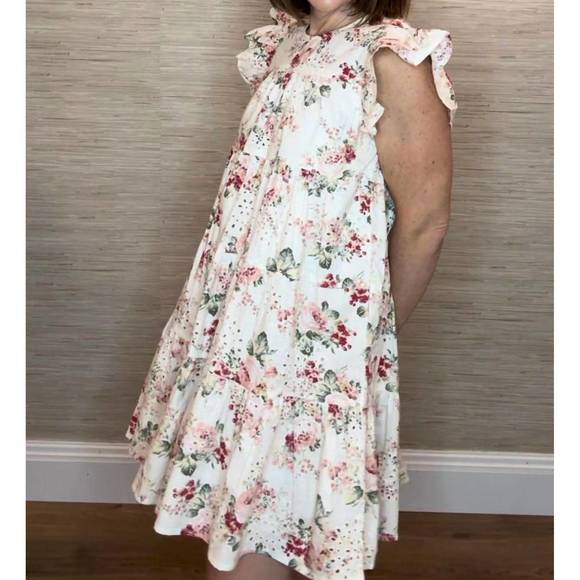 NEW SOFIE THE LABEL flutter sleeve mini dress in natural - Picture 2 of 3